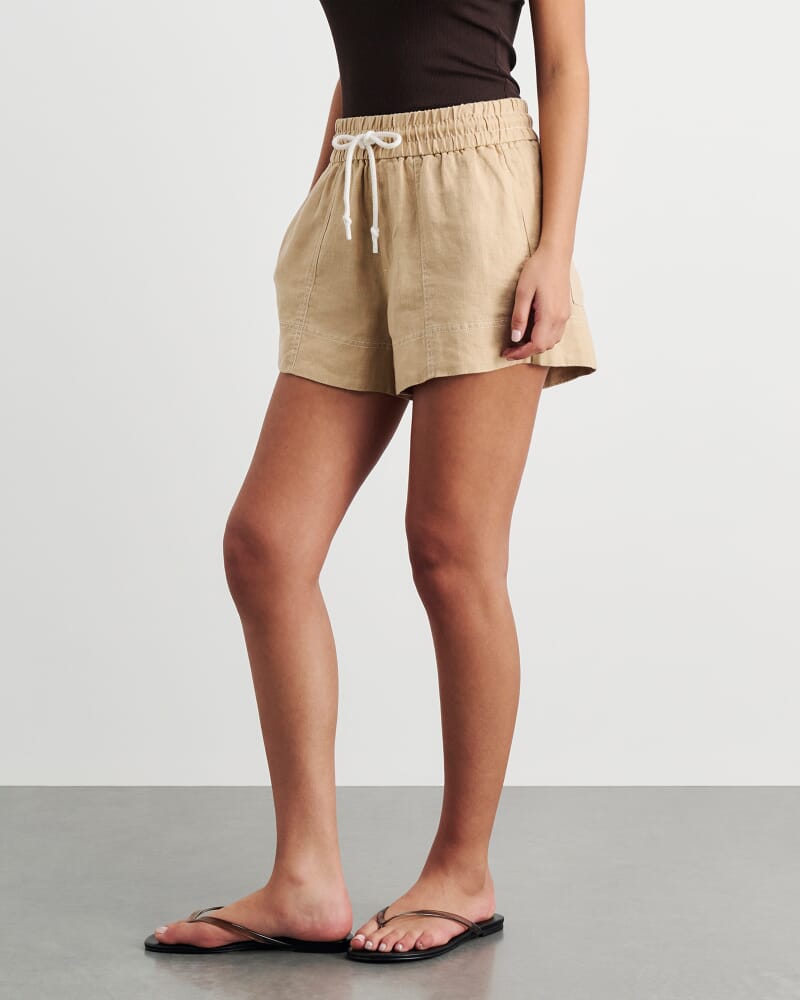 Gigi Linen Pull On Short in SAND