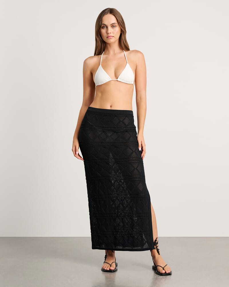 Alyssa Knit Maxi Skirt in BLACK