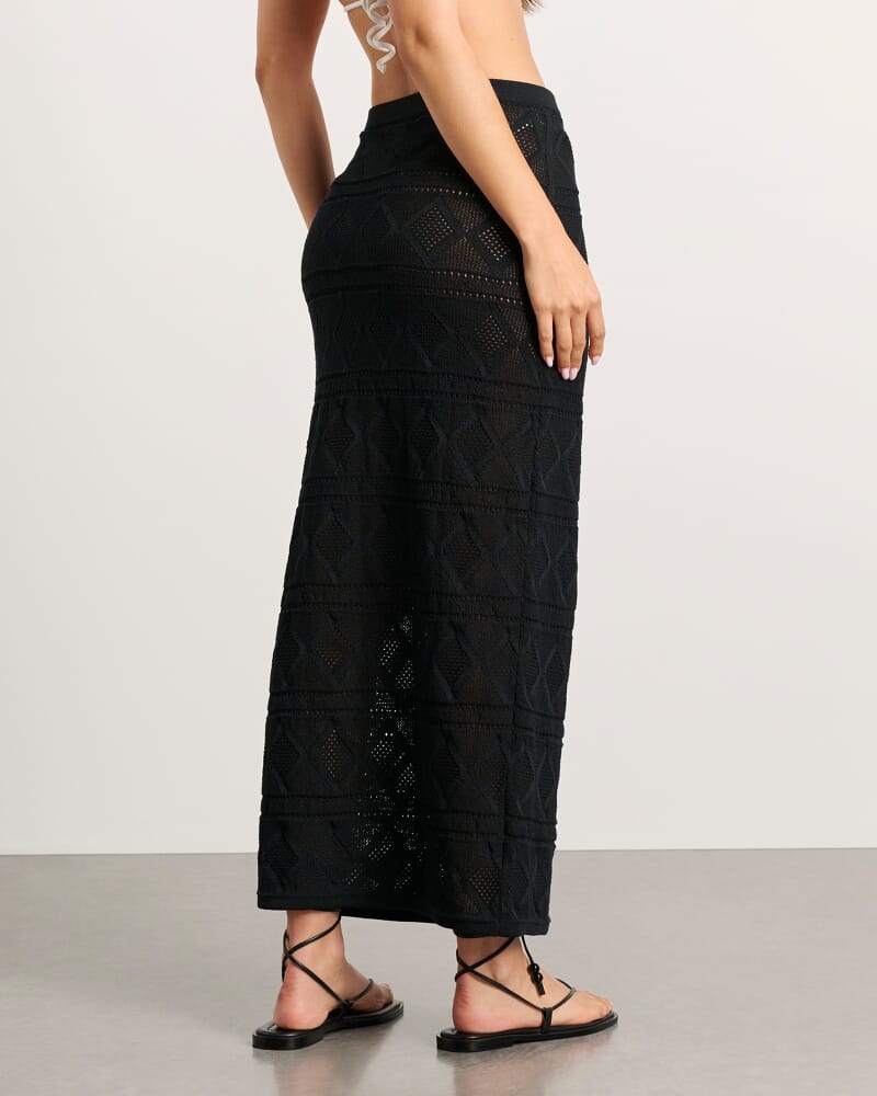 Alyssa Knit Maxi Skirt in BLACK