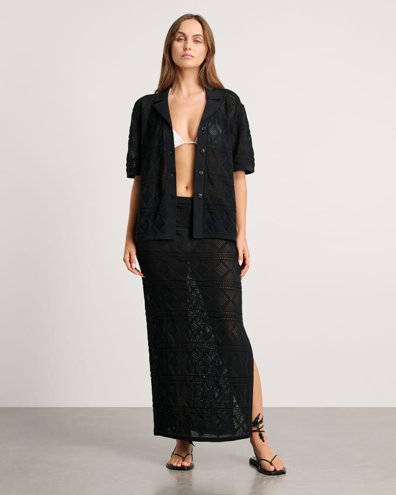 Alyssa Knit Maxi Skirt in BLACK