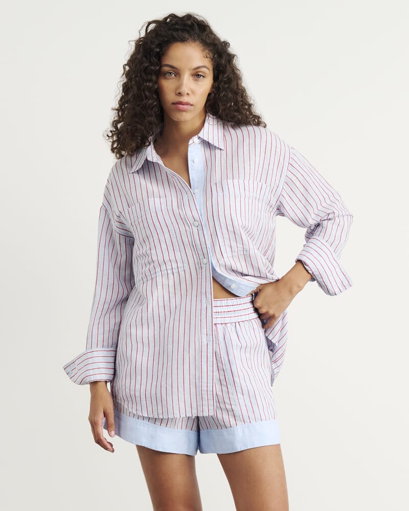 Winona Stripe Shirt in BLUE/RED