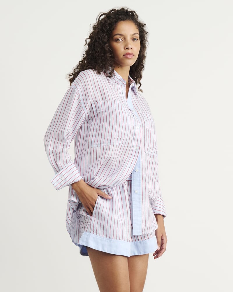 Winona Stripe Shirt in BLUE/RED