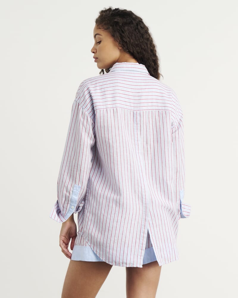 Winona Stripe Shirt in BLUE/RED