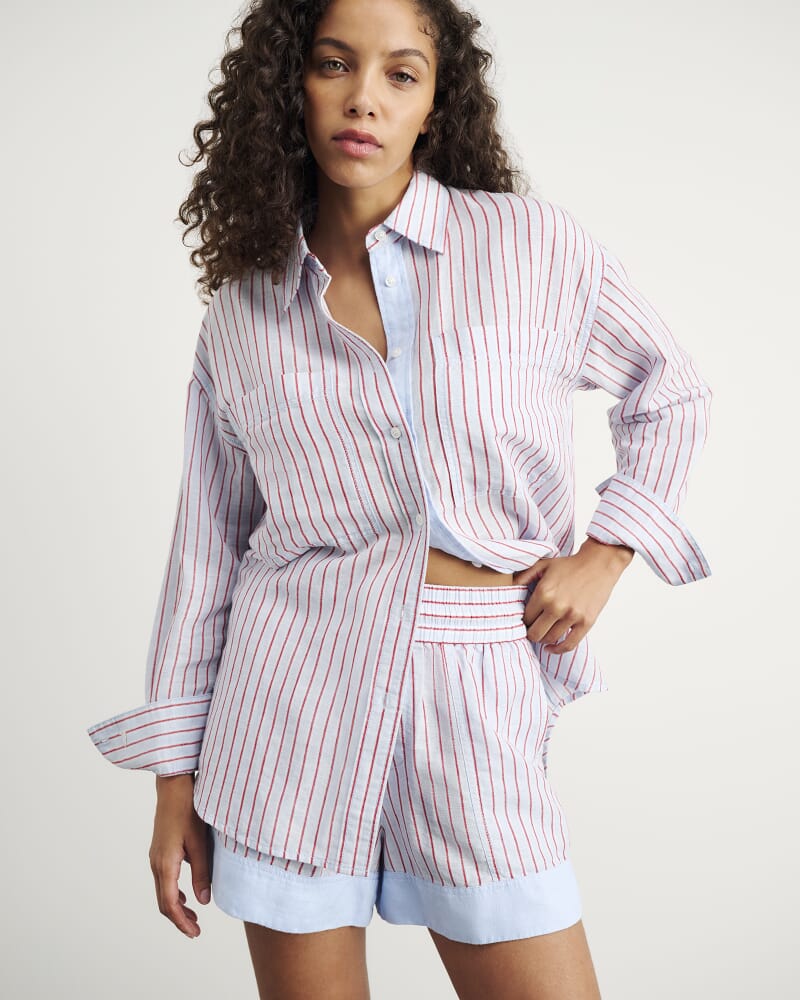 Winona Stripe Shirt in BLUE/RED