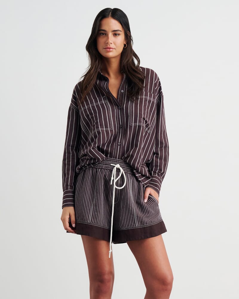 Winona Stripe Shirt in BROWN MULTI