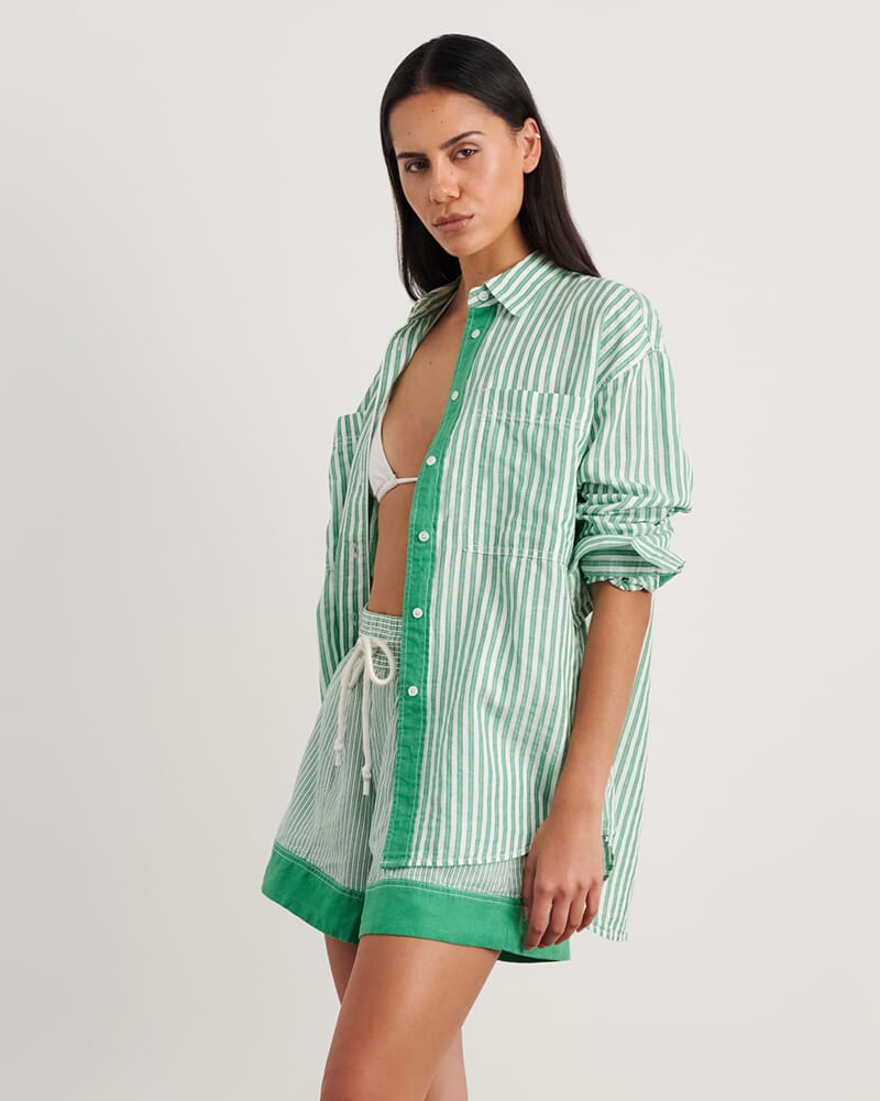 Winona Stripe Shirt in GREEN MULTI