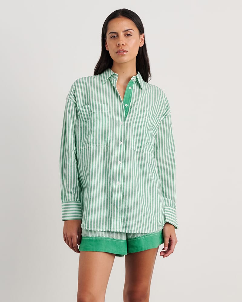 Winona Stripe Shirt in GREEN MULTI