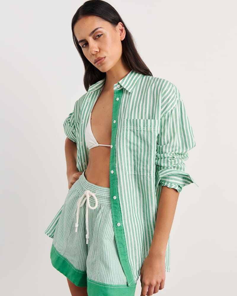 Winona Stripe Shirt in GREEN MULTI