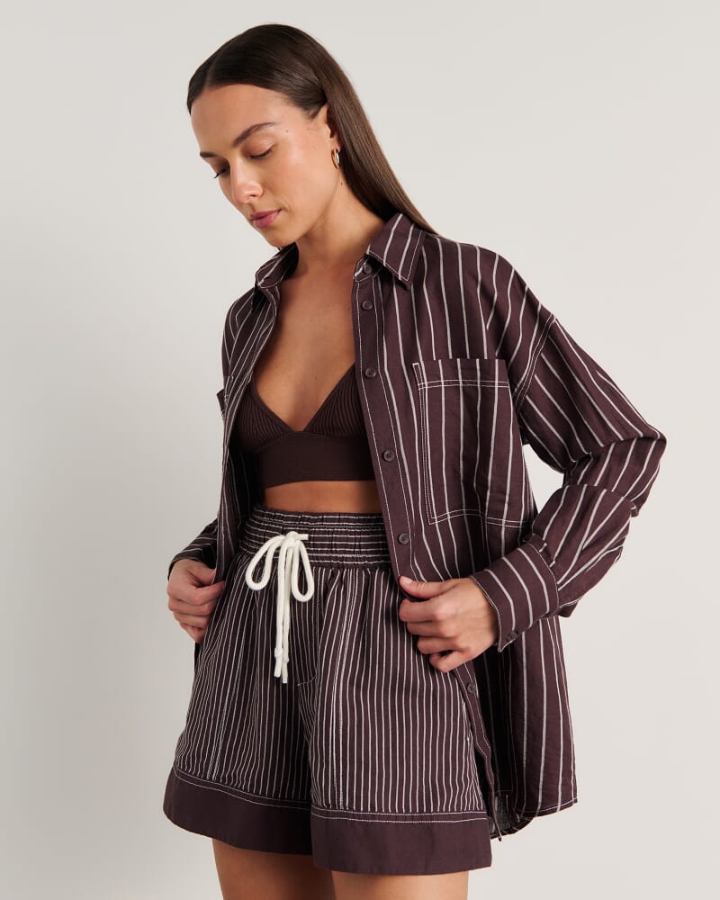 Winona Stripe Shirt in BROWN MULTI