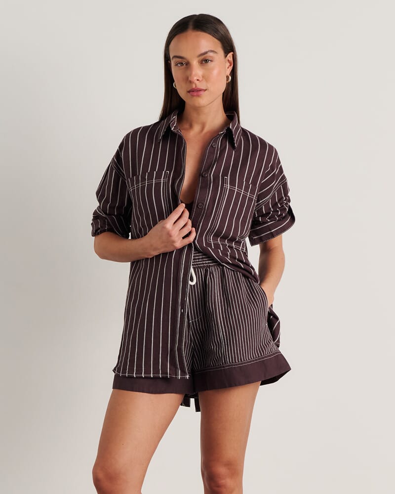 Winona Stripe Shirt in BROWN MULTI