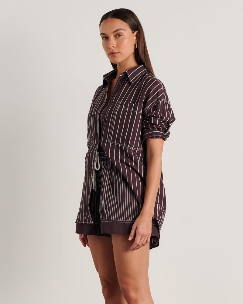 Winona Stripe Shirt in BROWN MULTI