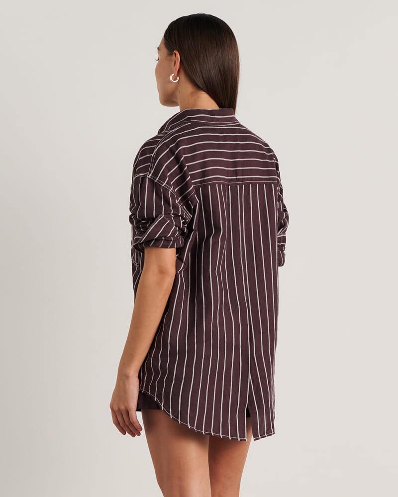 Winona Stripe Shirt in BROWN MULTI