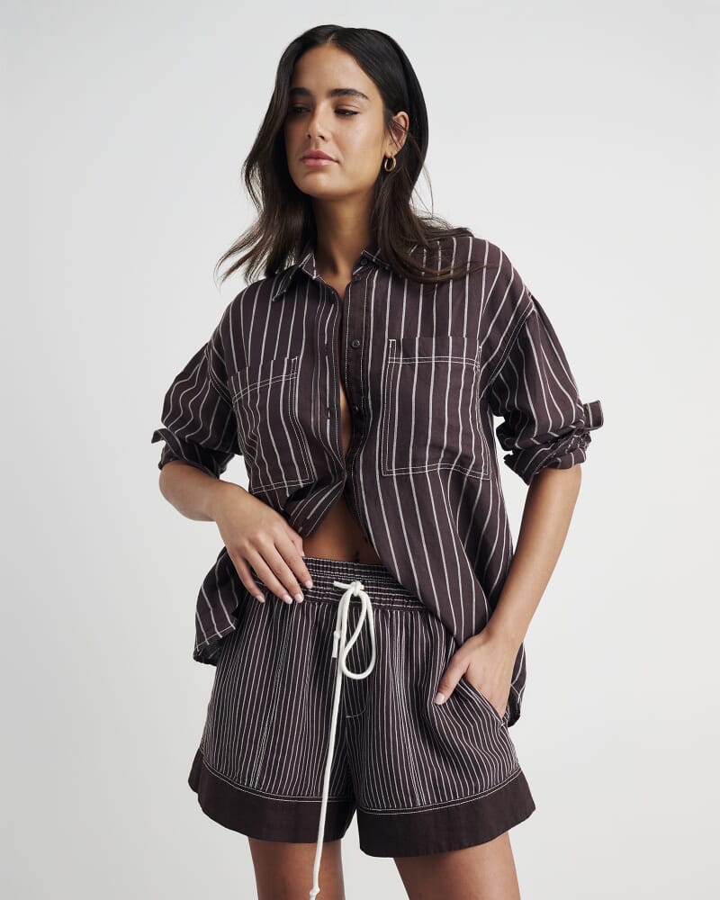 Winona Stripe Shirt in BROWN MULTI