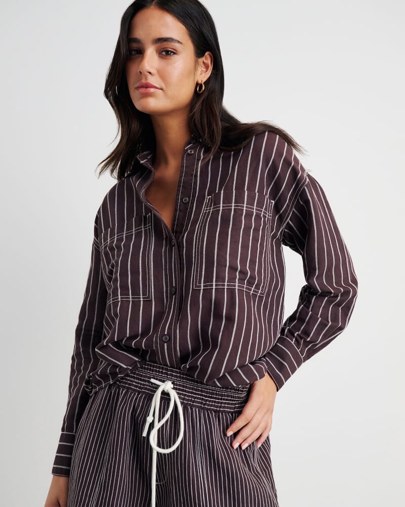 Winona Stripe Shirt in BROWN MULTI