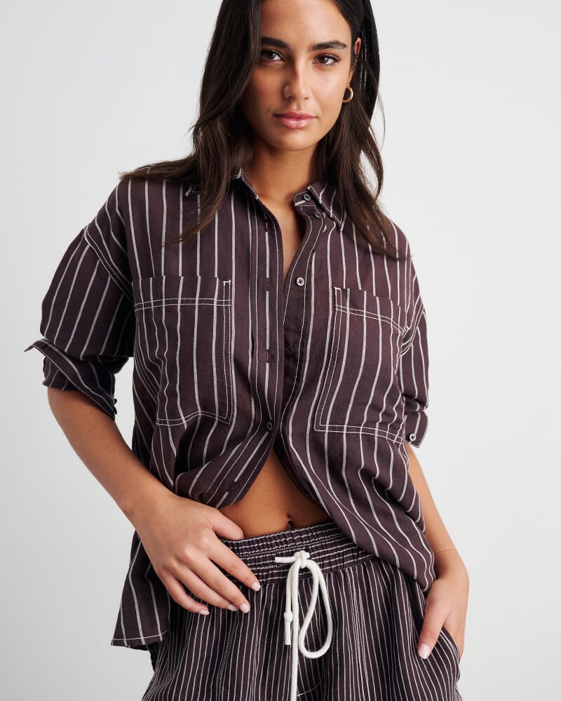 Winona Stripe Shirt in BROWN MULTI