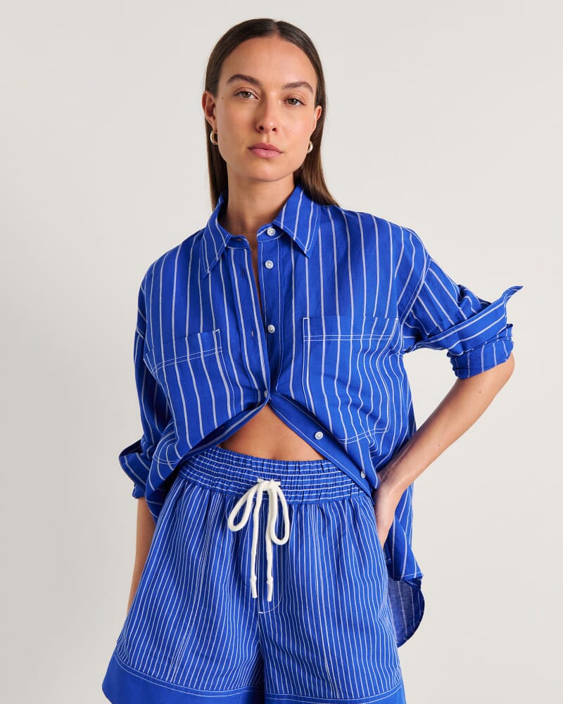 Winona Stripe Shirt in COBALT/WHITE
