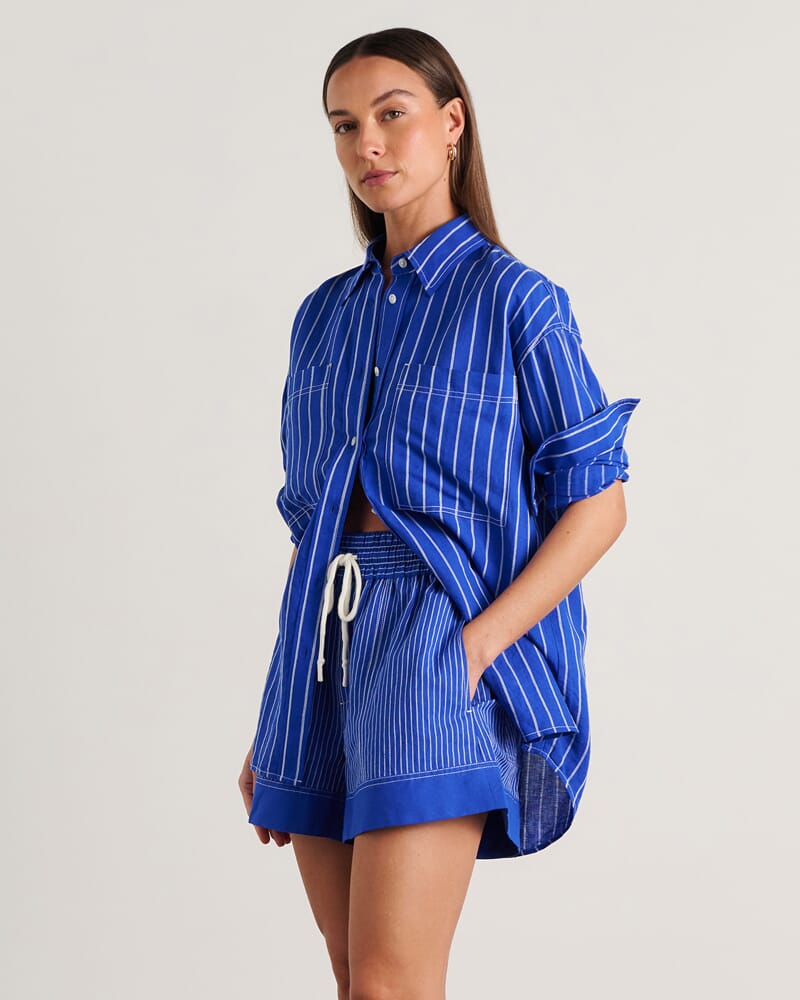 Winona Stripe Shirt in COBALT/WHITE