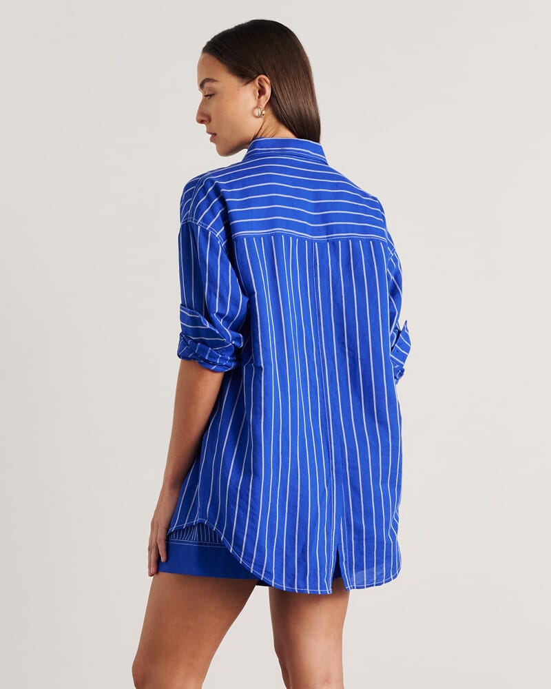 Winona Stripe Shirt in COBALT/WHITE
