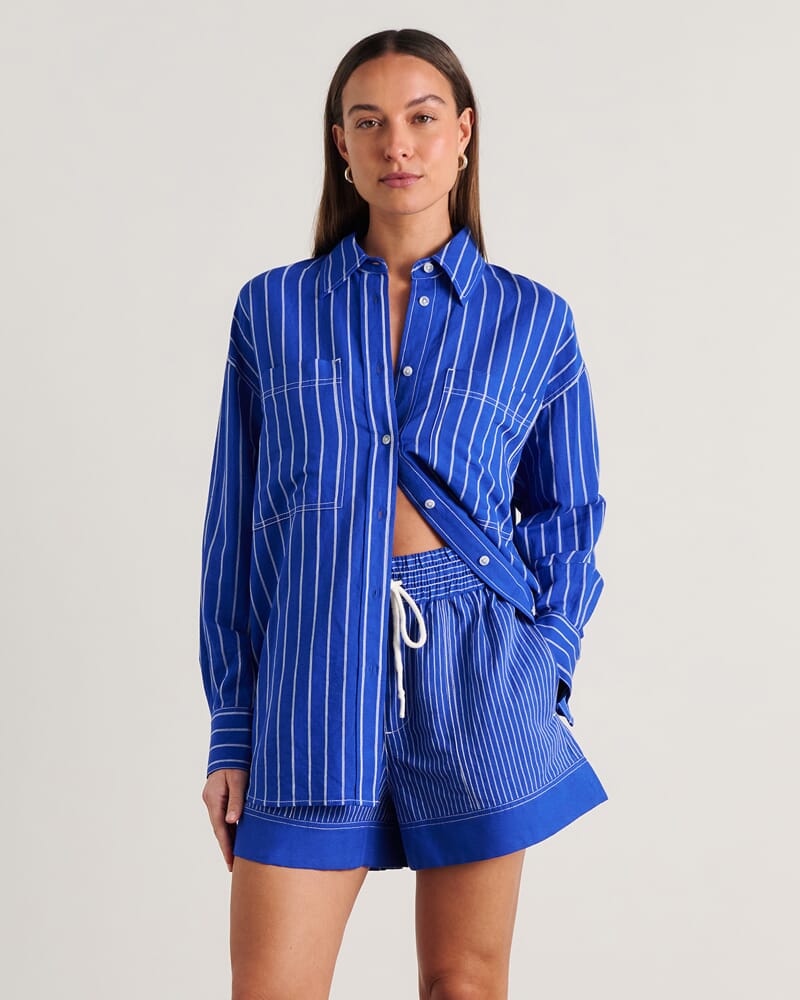 Winona Stripe Shirt in COBALT/WHITE