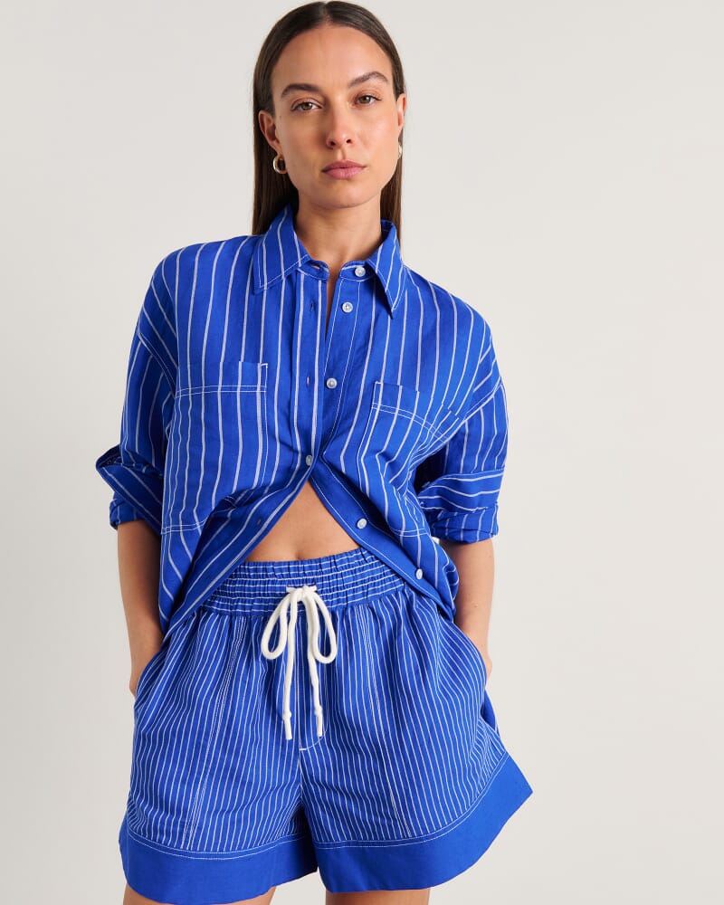 Winona Stripe Shirt in COBALT/WHITE