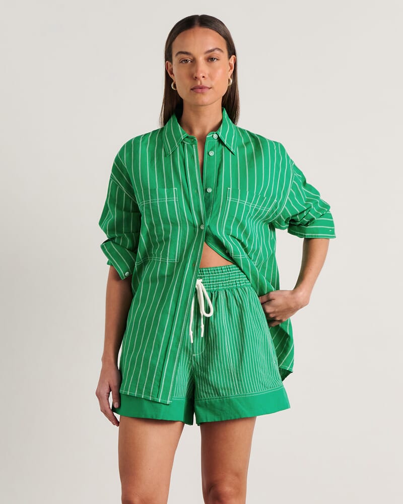 Winona Stripe Shirt in GREEN MULTI