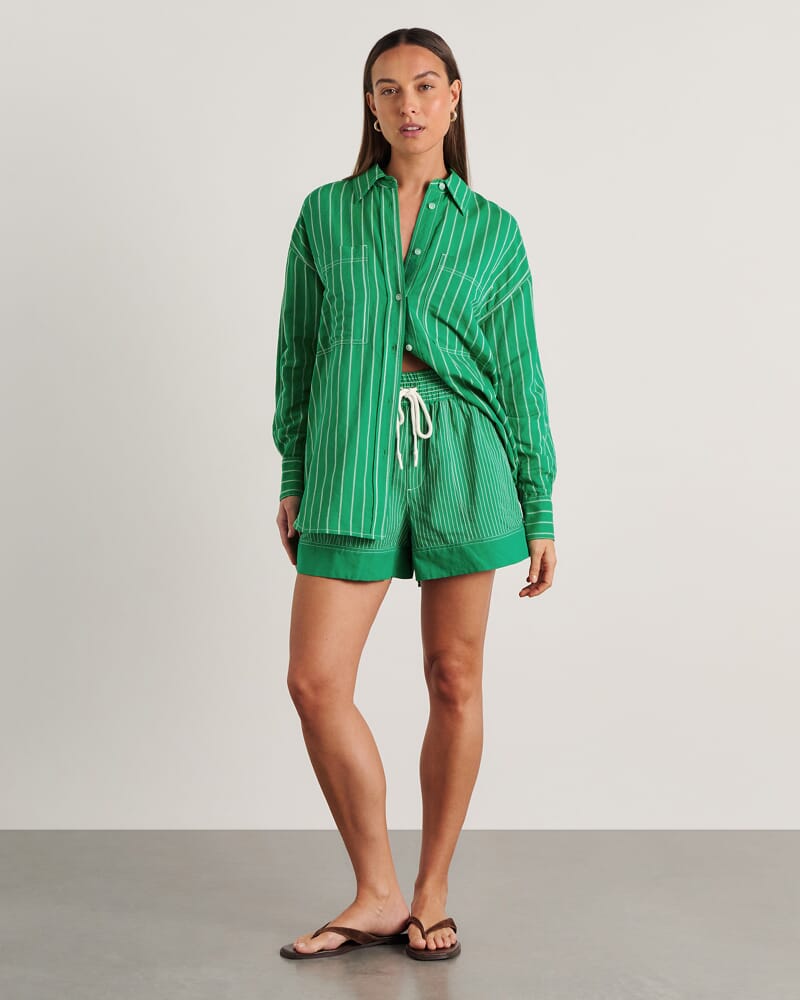 Winona Stripe Shirt in GREEN MULTI