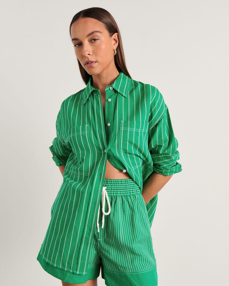 Winona Stripe Shirt in GREEN MULTI