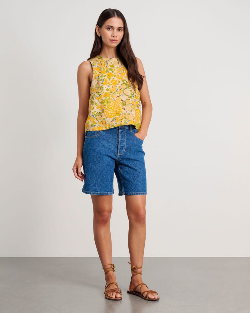 Quinn Linen Colada Top in GOLD