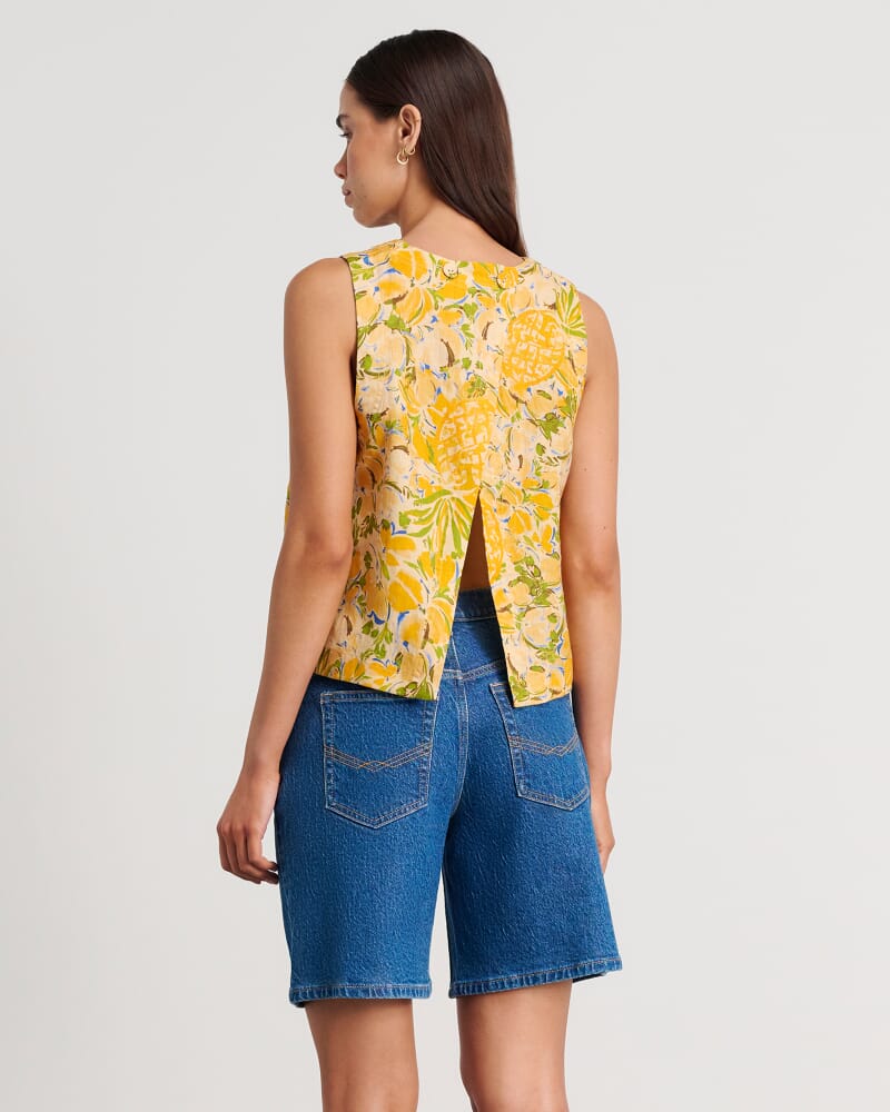 Quinn Linen Colada Top in GOLD