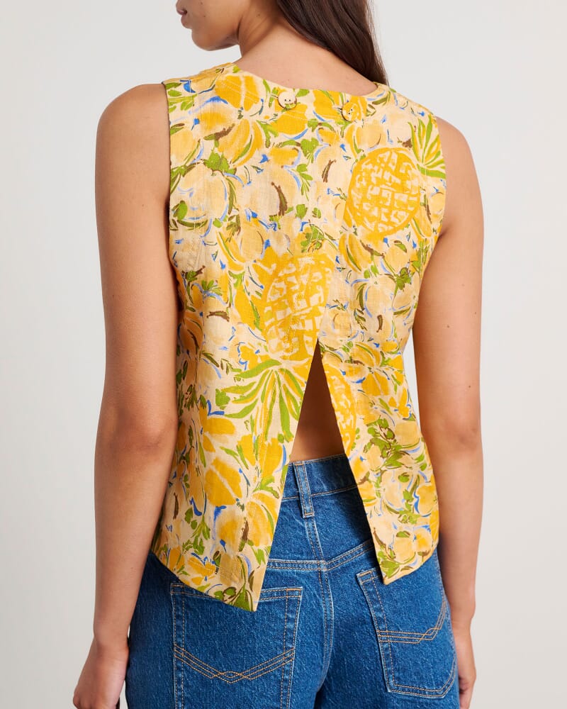 Quinn Linen Colada Top in GOLD