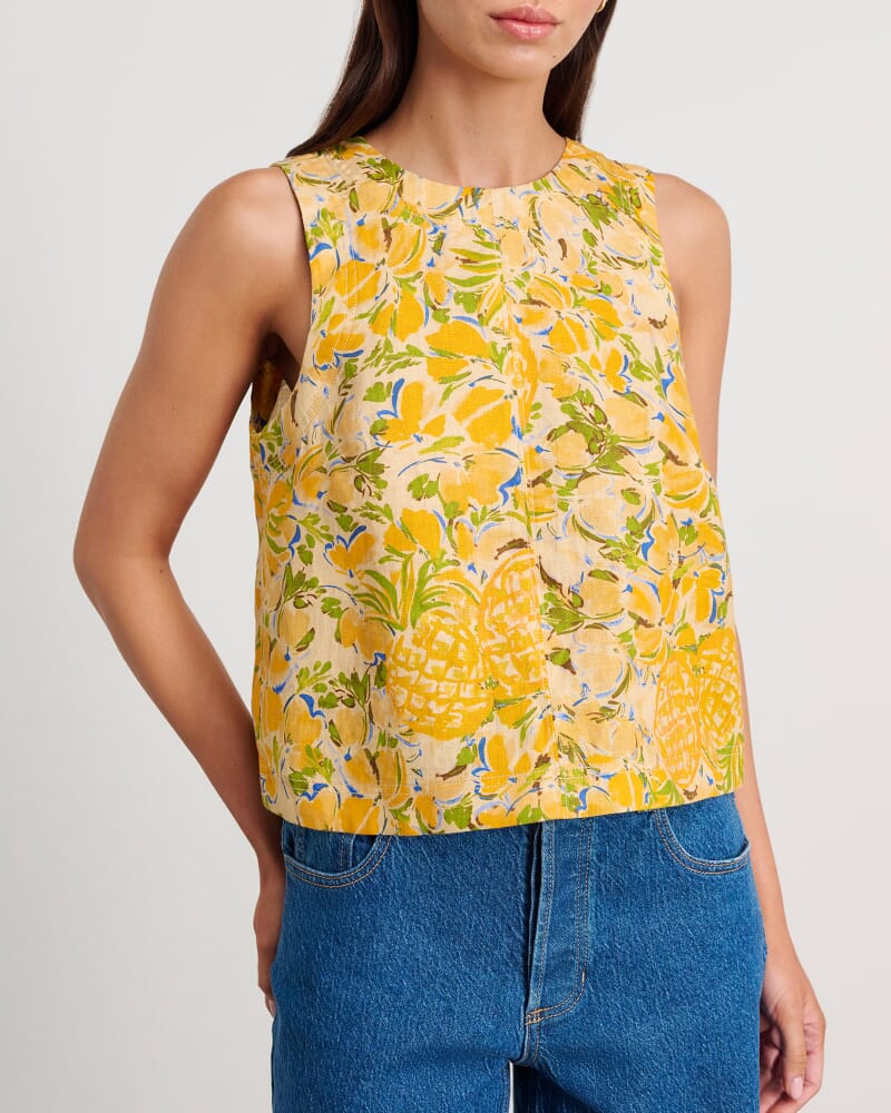 Quinn Linen Colada Top in GOLD