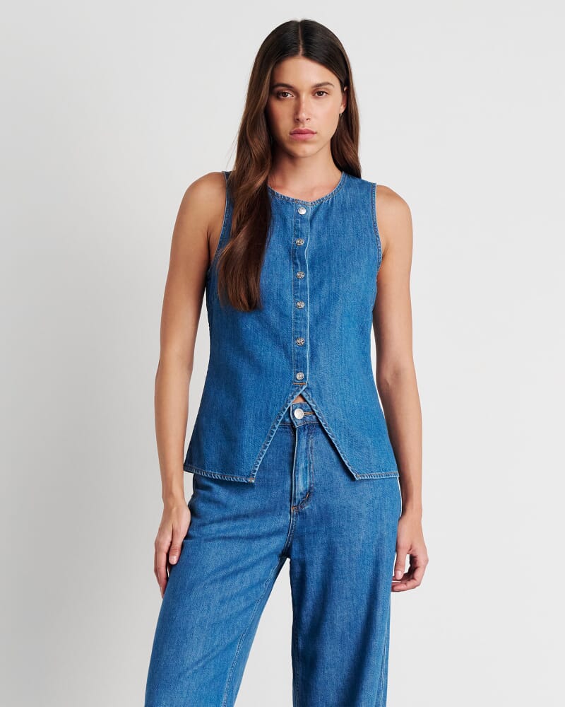 Loe Denim Vest in BLUE VINTAGE