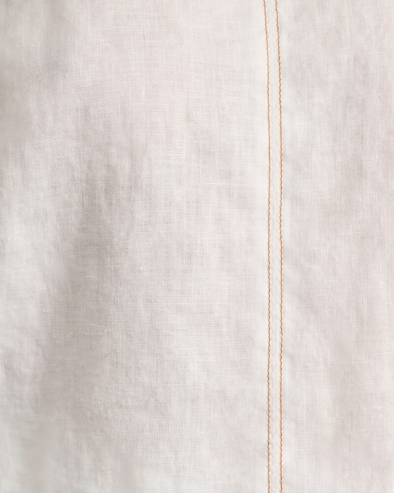 Ann Linen Open Back Top in WHITE