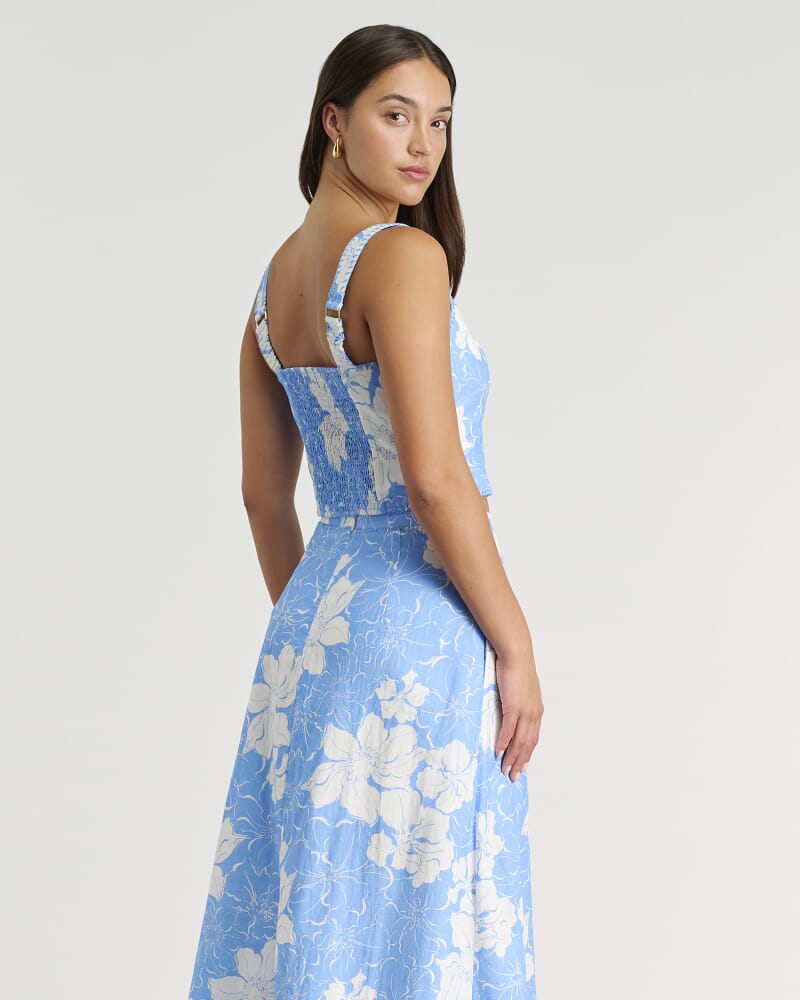 Fiore Linen Top in SKY BLUE