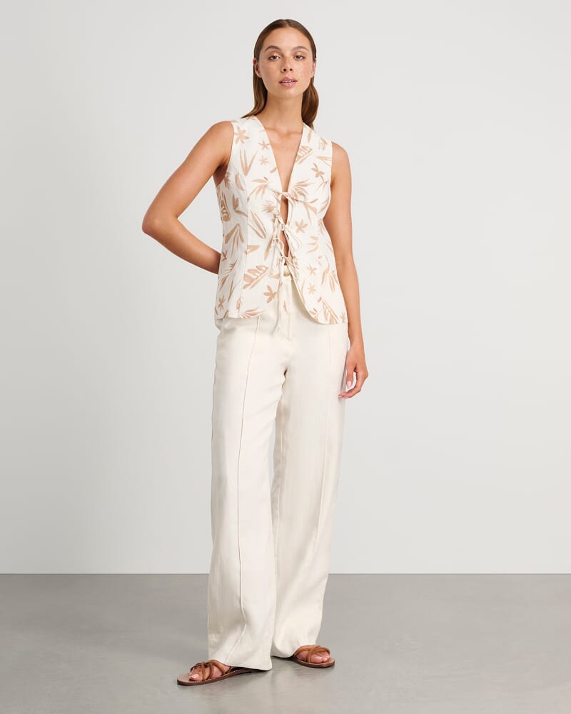 Flora Tie Vest in NATURAL