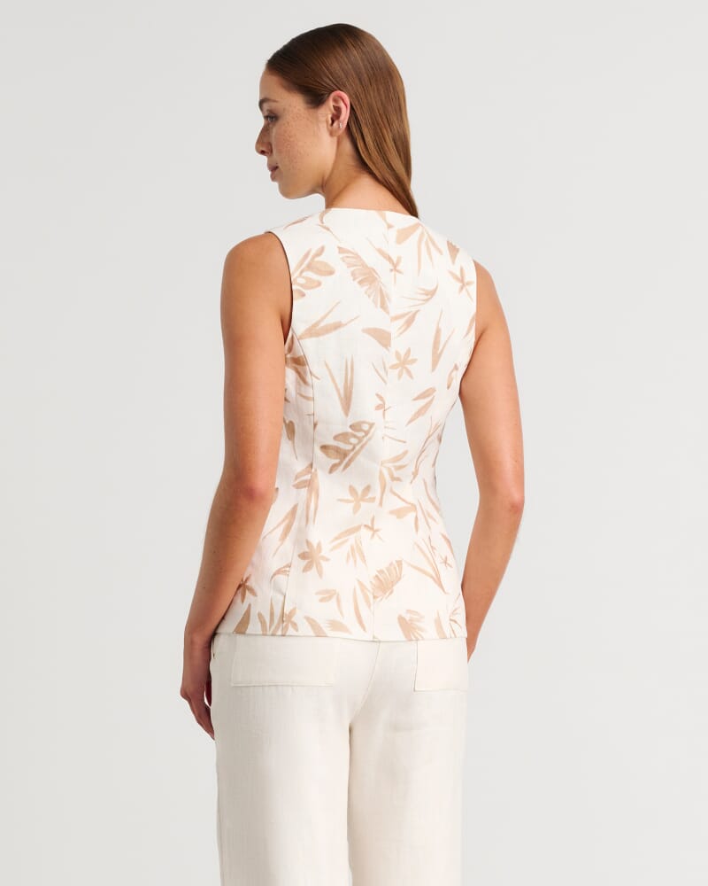 Flora Tie Vest in NATURAL