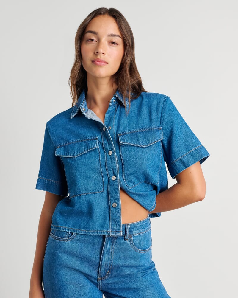 Loe Denim Short Sleeve Shirt in BLUE VINTAGE
