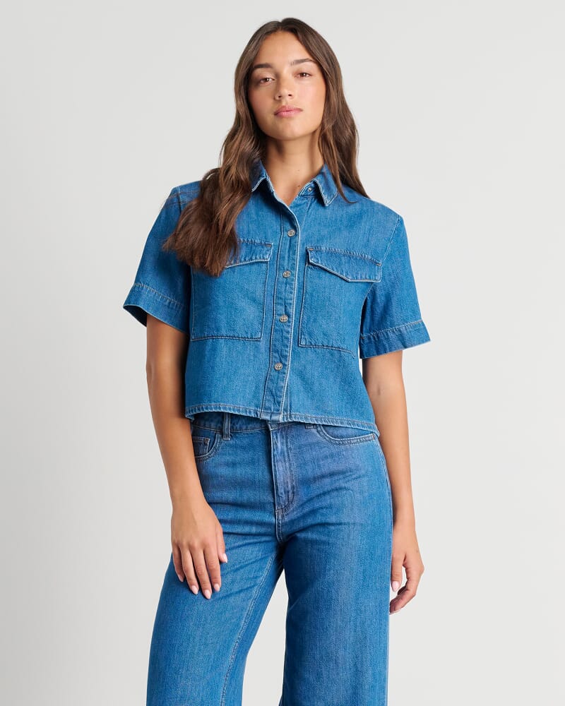 Loe Denim Short Sleeve Shirt in BLUE VINTAGE