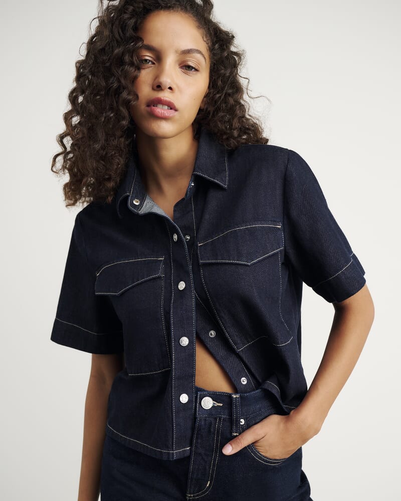 Loe Denim Short Sleeve Shirt in RAW WASH