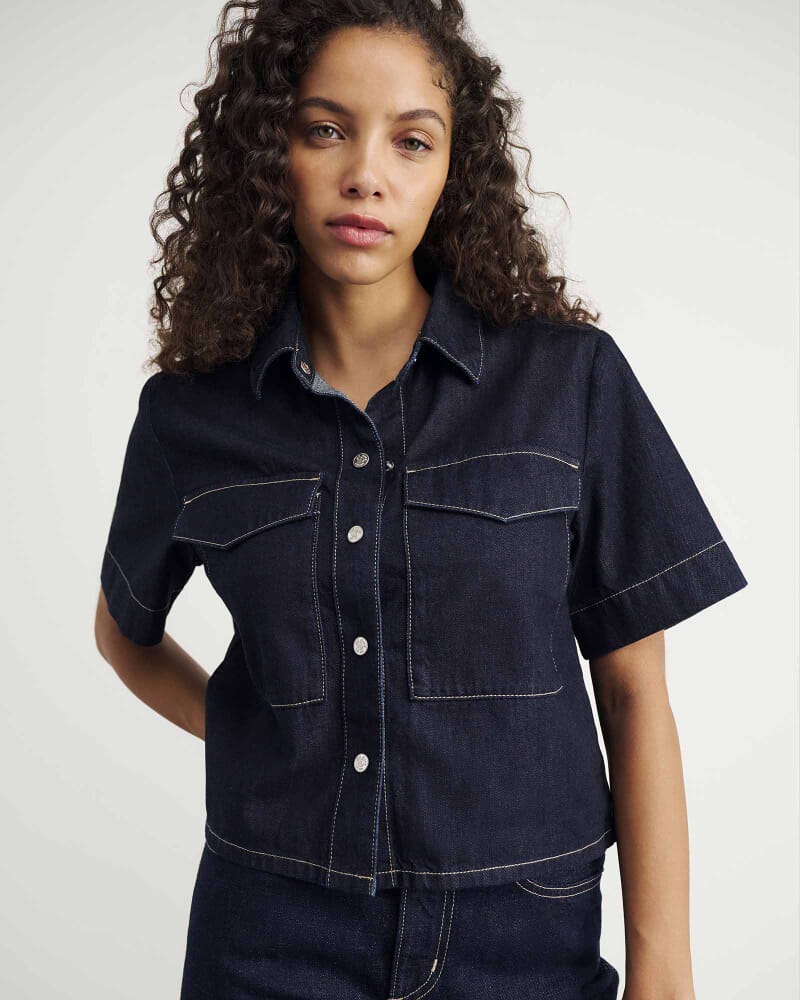 Loe Denim Short Sleeve Shirt in RAW WASH