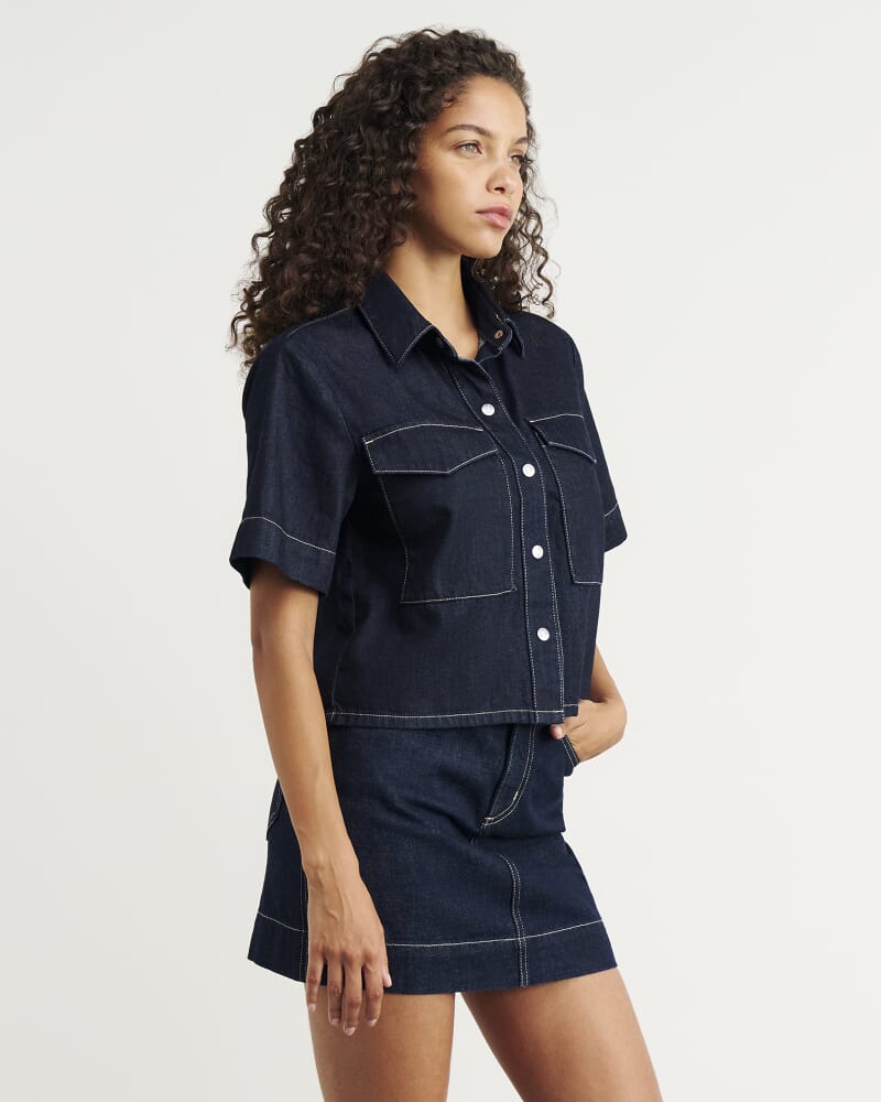 Loe Denim Short Sleeve Shirt in RAW WASH