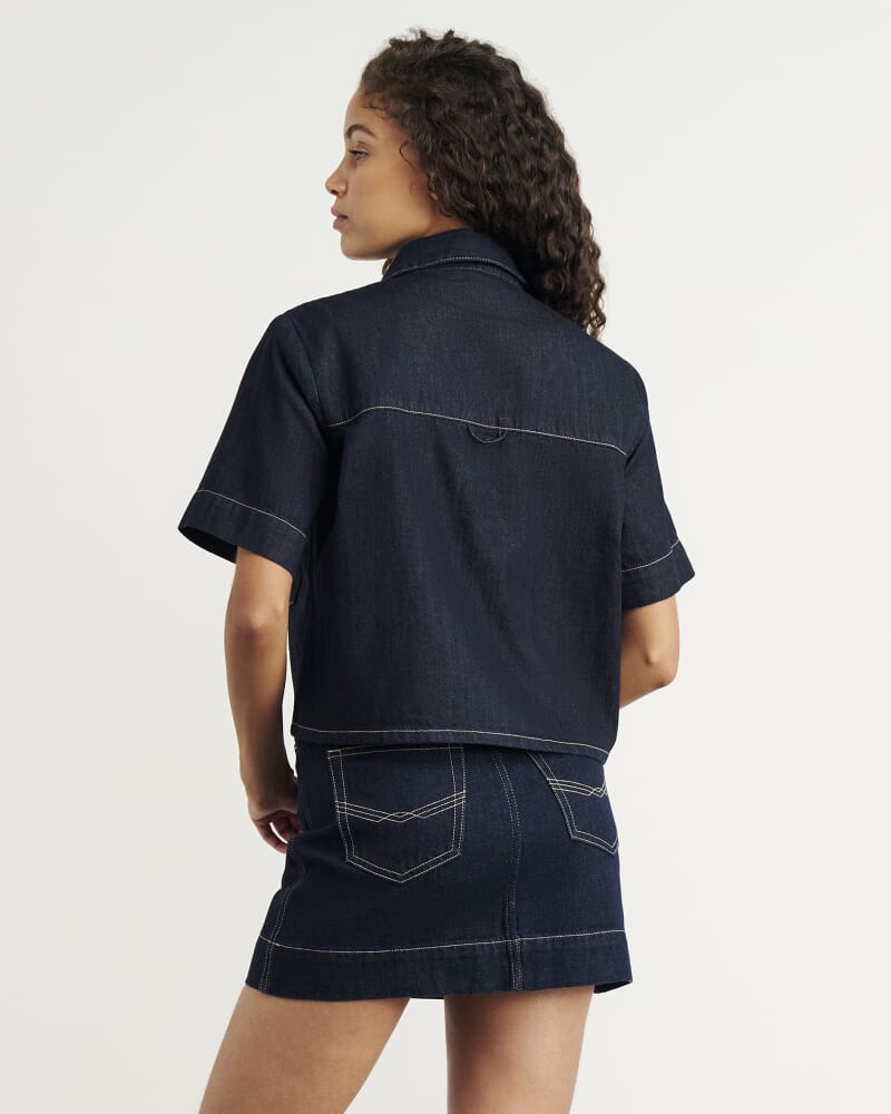 Loe Denim Short Sleeve Shirt in RAW WASH