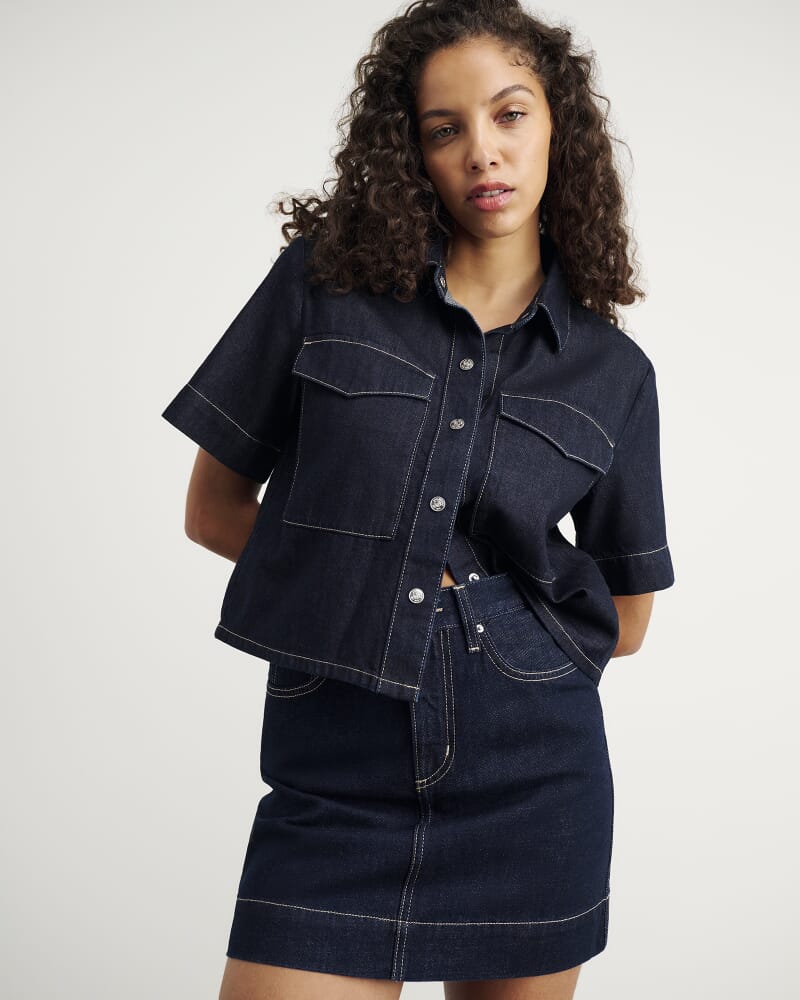 Loe Denim Short Sleeve Shirt in RAW WASH