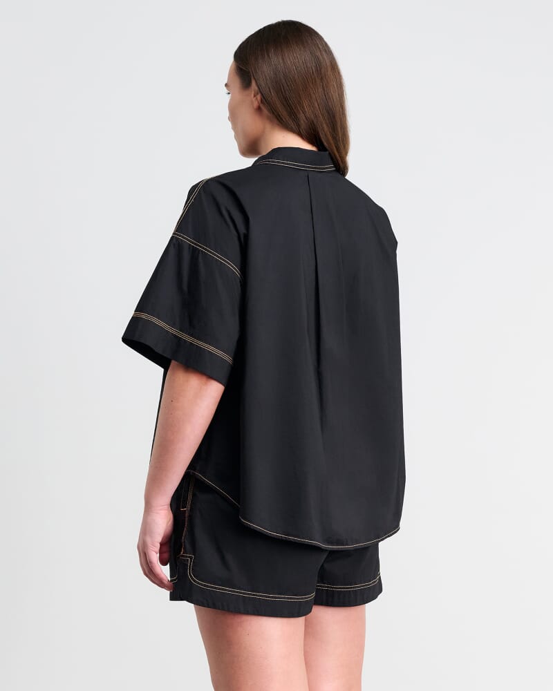 Eden Cotton Relaxed Shirt in BLACK