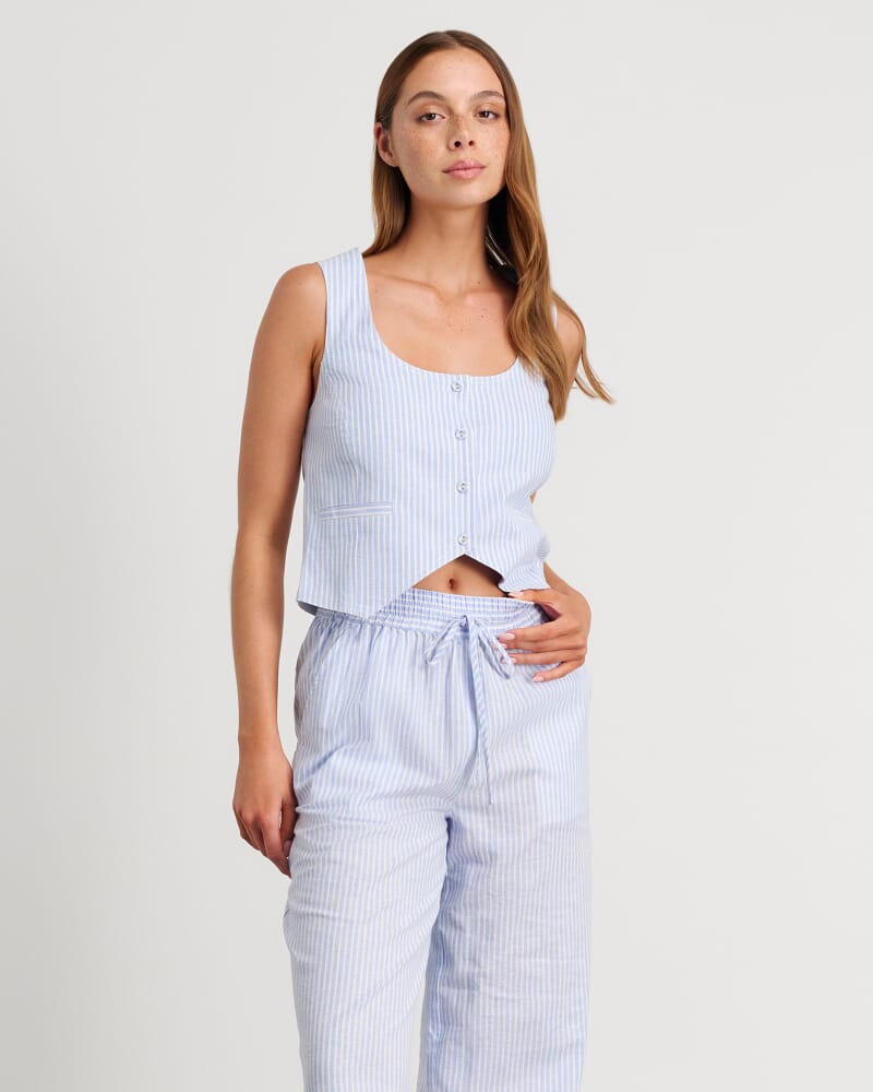 Indi Stripe Vest in BLUE/WHITE