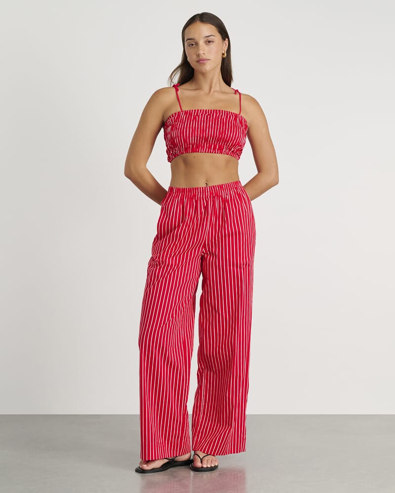 Cotton Stripe Bodice in RED/WHITE