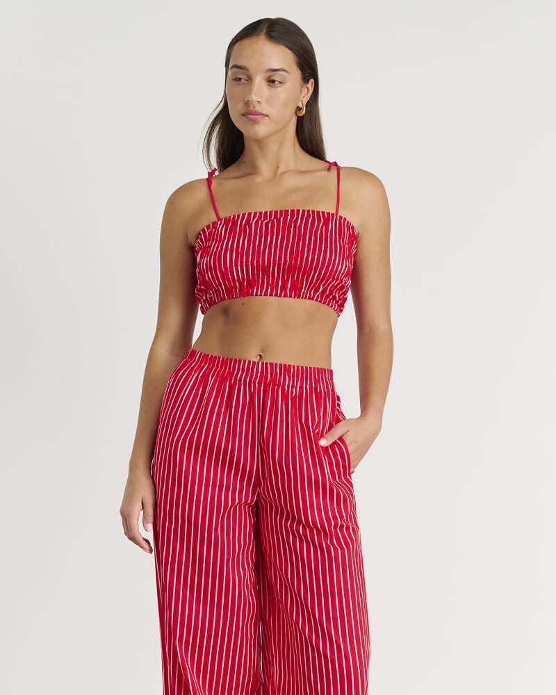 Cotton Stripe Bodice in RED/WHITE