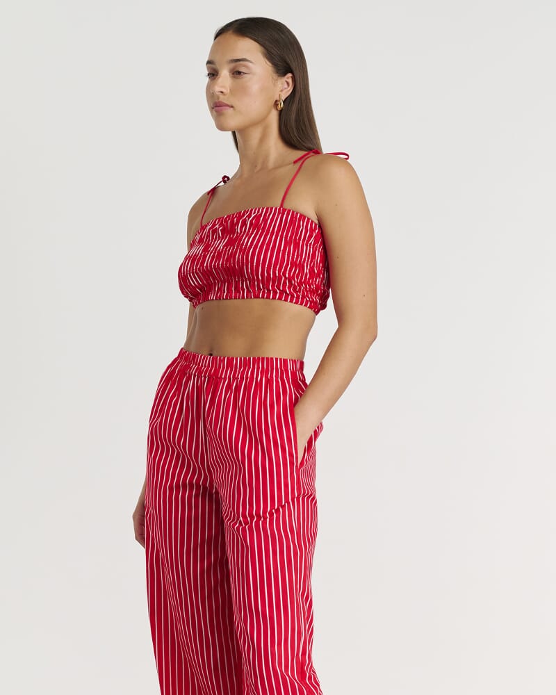 Cotton Stripe Bodice in RED/WHITE