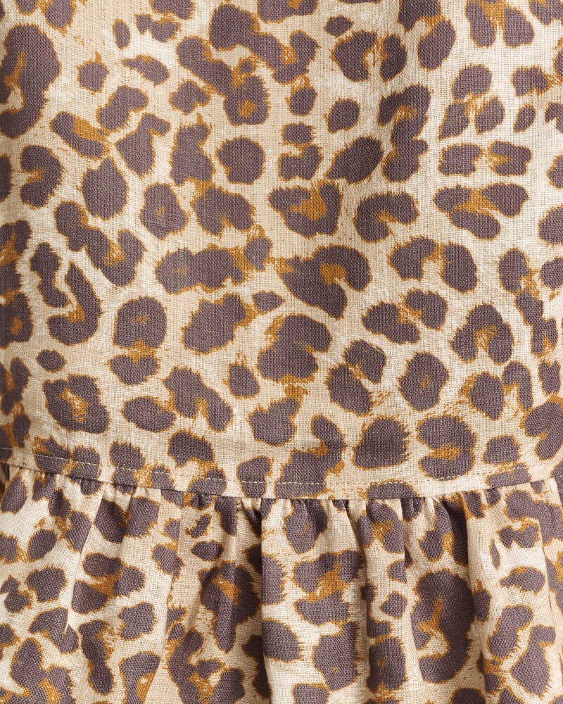 Leopard Linen Tie Blouse in LEOPARD
