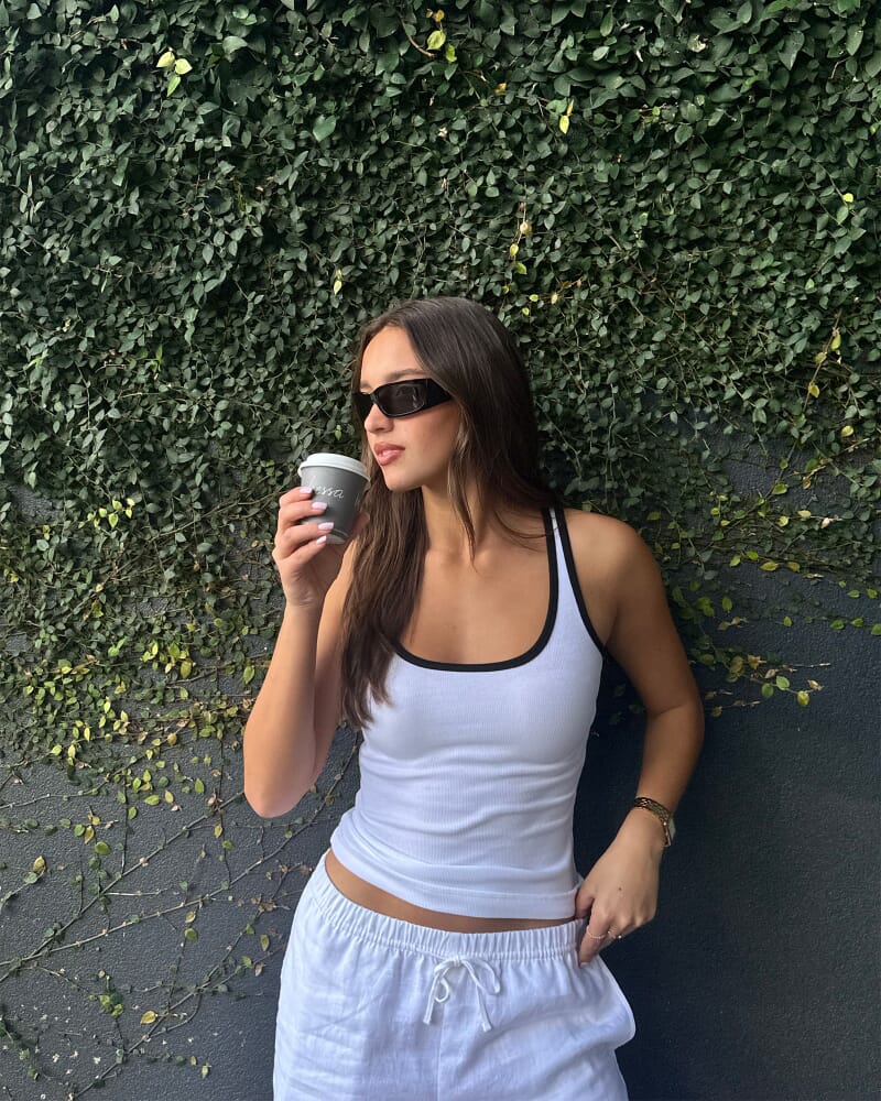 Kate Contrast Scoop Tank in BLACK/WHITE